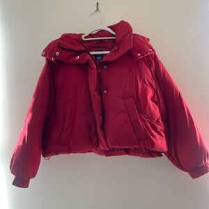 Gap Bright Red Cropped Women’s Puffer Jacket